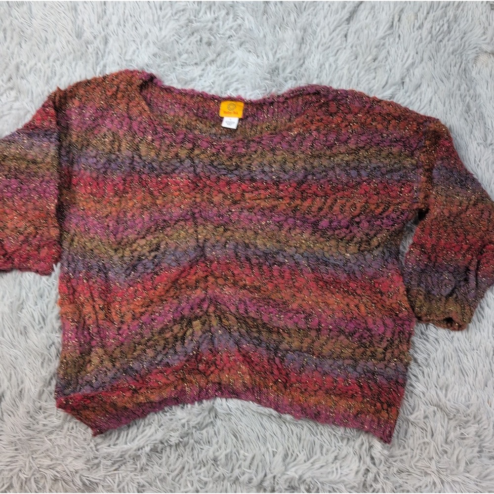 Ruby Rd. Sweater Womens L Colorful Sparkly Metallic Stretch Oversized Comfort